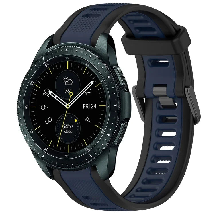 สายซิลิโคนลายสองสีขนาด 20 มม. สำหรับ Samsung Galaxy Watch 4 Classic 42mm, Samsung Galaxy Watch Active 2 44mm, Samsung Galaxy Watch Active 2 40mm, Samsung Galaxy Watch 42mm