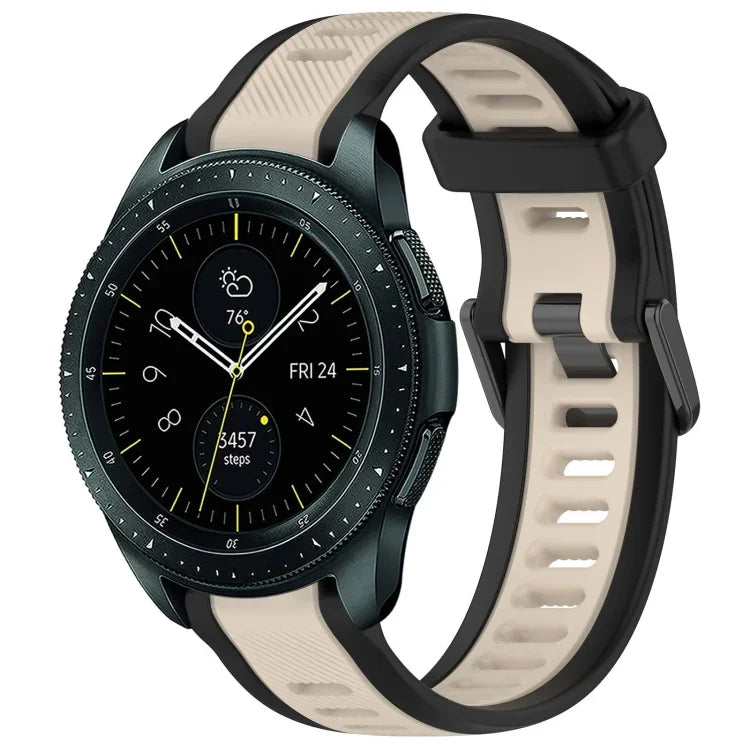สายซิลิโคนลายสองสีขนาด 20 มม. สำหรับ Samsung Galaxy Watch 4 Classic 42mm, Samsung Galaxy Watch Active 2 44mm, Samsung Galaxy Watch Active 2 40mm, Samsung Galaxy Watch 42mm