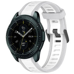 สายซิลิโคนลายสองสีขนาด 20 มม. สำหรับ Samsung Galaxy Watch 4 Classic 42mm, Samsung Galaxy Watch Active 2 44mm, Samsung Galaxy Watch Active 2 40mm, Samsung Galaxy Watch 42mm