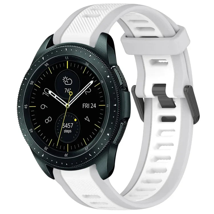 สายซิลิโคนลายสองสีขนาด 20 มม. สำหรับ Samsung Galaxy Watch 4 Classic 42mm, Samsung Galaxy Watch Active 2 44mm, Samsung Galaxy Watch Active 2 40mm, Samsung Galaxy Watch 42mm
