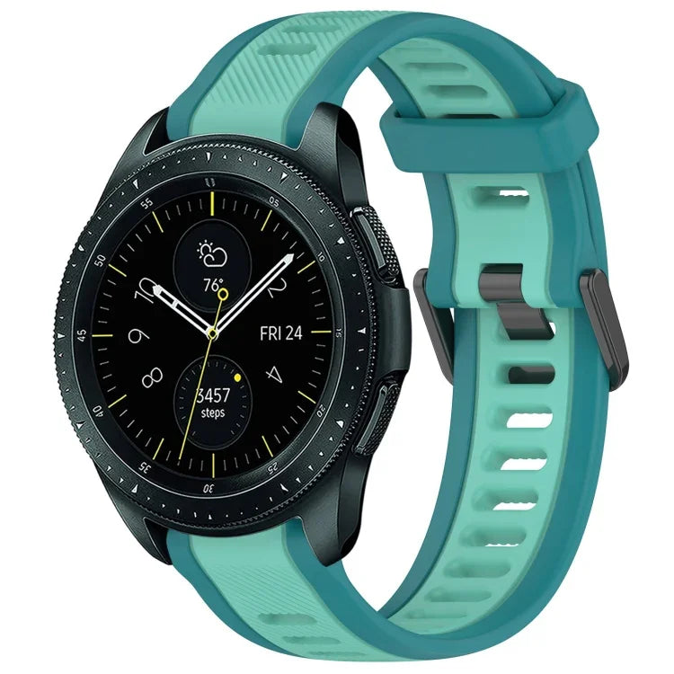 สายซิลิโคนลายสองสีขนาด 20 มม. สำหรับ Samsung Galaxy Watch 4 Classic 42mm, Samsung Galaxy Watch Active 2 44mm, Samsung Galaxy Watch Active 2 40mm, Samsung Galaxy Watch 42mm