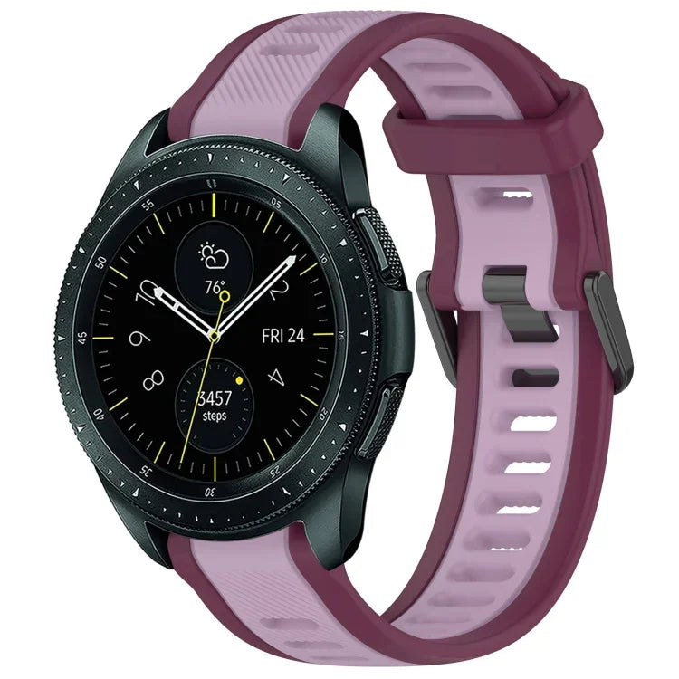 สายซิลิโคนลายสองสีขนาด 20 มม. สำหรับ Samsung Galaxy Watch 4 Classic 42mm, Samsung Galaxy Watch Active 2 44mm, Samsung Galaxy Watch Active 2 40mm, Samsung Galaxy Watch 42mm
