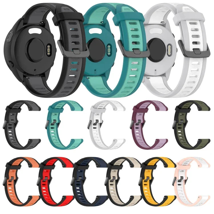 สายซิลิโคนลายสองสีขนาด 20 มม. สำหรับ Samsung Galaxy Watch 4 Classic 42mm, Samsung Galaxy Watch Active 2 44mm, Samsung Galaxy Watch Active 2 40mm, Samsung Galaxy Watch 42mm