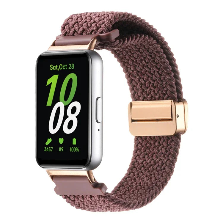 สายรัดนาฬิกาไนลอนถักแบบหัวเข็มขัดแม่เหล็ก สำหรับ Samsung Galaxy Fit3