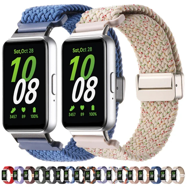 สายรัดนาฬิกาไนลอนถักแบบหัวเข็มขัดแม่เหล็ก สำหรับ Samsung Galaxy Fit3