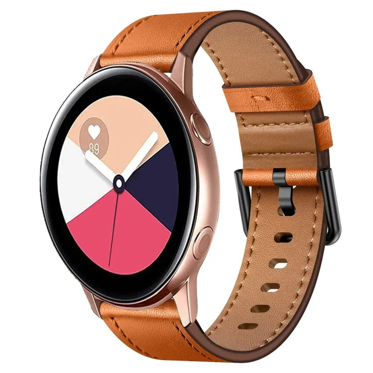 20mm SX Connector Metal Button Switch Leather Watch Band, For Samsung Galaxy Watch 5, For Samsung Galaxy Watch 5 Pro, For Samsung Galaxy Watch 4, For Samsung Galaxy Gear Sport, For Samsung Galaxy Watch 3 41mm, For Samsung Galaxy Watch Active           ...