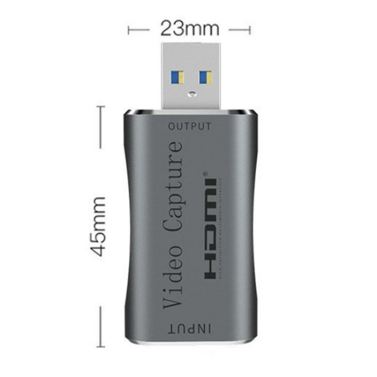 C30 การ์ดจับภาพวิดีโอ HD อลูมิเนียมอัลลอย USB ตัวผู้เป็น HDMI ตัวเมีย สำหรับสตรีมเกมสด, C30