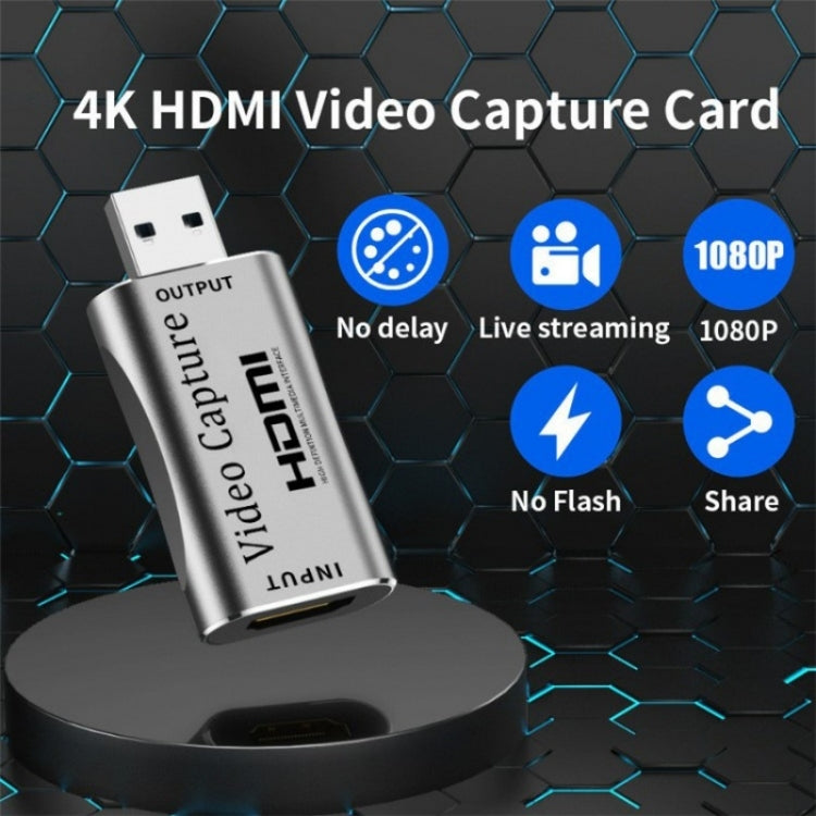 C30 การ์ดจับภาพวิดีโอ HD อลูมิเนียมอัลลอย USB ตัวผู้เป็น HDMI ตัวเมีย สำหรับสตรีมเกมสด, C30