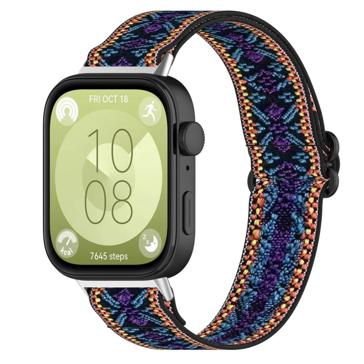 For Huawei Watch Fit 3 Ethnic Style Elastic Nylon Watch Band