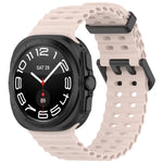 For Galaxy Watch Ultra2 2026 / 2025 / 1 2024 Ocean Hole Dual Buckle Silicone Watch Band, Rock Blue, Pink, Starlight, Dark Blue, Sky Blue, Dark Green, Wine Red, Gray Green, Black, Dark Gray, Orange, White