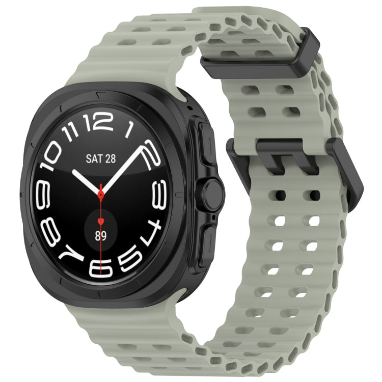 For Galaxy Watch Ultra2 2026 / 2025 / 1 2024 Ocean Hole Dual Buckle Silicone Watch Band, Rock Blue, Pink, Starlight, Dark Blue, Sky Blue, Dark Green, Wine Red, Gray Green, Black, Dark Gray, Orange, White