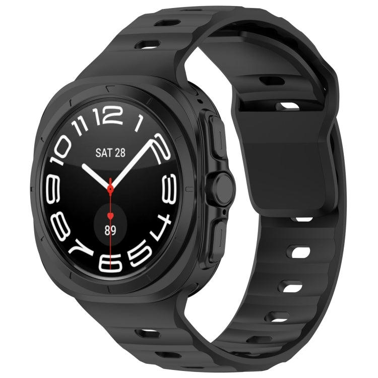 For Samsung Galaxy Watch Ultra 47mm Solid Color Reverse Buckle Silicone Watch Band, Black, White, Blue, Yellow, Light Gray, Dark Green, Cyan, Dark Blue, Starlight, Pink