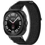 For Galaxy Watch Ultra2 2026 / 2025 / 1 2024 Hook and Loop Fastener Loop Nylon Watch Band, Orange+Beige, Pink+Purple, Black+Gray, Yellow+Gray, Blue+Gray, Green+Grey, Dark Green