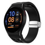 สายรัดนาฬิกาซิลิโคนพร้อมหัวเข็มขัดเงินแม่เหล็กพับได้ Richard สำหรับ Samsung Galaxy Watch FE ขนาด 40 มม., สำหรับ Samsung Galaxy Watch 5 Pro Golf Edition, สำหรับ Samsung Galaxy Watch 5 Golf Edition