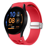 สายรัดนาฬิกาซิลิโคนพร้อมหัวเข็มขัดเงินแม่เหล็กพับได้ Richard สำหรับ Samsung Galaxy Watch FE ขนาด 40 มม., สำหรับ Samsung Galaxy Watch 5 Pro Golf Edition, สำหรับ Samsung Galaxy Watch 5 Golf Edition