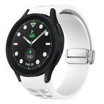 สายรัดนาฬิกาซิลิโคนพร้อมหัวเข็มขัดเงินแม่เหล็กพับได้ Richard สำหรับ Samsung Galaxy Watch FE ขนาด 40 มม., สำหรับ Samsung Galaxy Watch 5 Pro Golf Edition, สำหรับ Samsung Galaxy Watch 5 Golf Edition