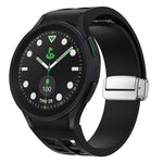สายรัดนาฬิกาซิลิโคนพร้อมหัวเข็มขัดเงินแม่เหล็กพับได้ Richard สำหรับ Samsung Galaxy Watch FE ขนาด 40 มม., สำหรับ Samsung Galaxy Watch 5 Pro Golf Edition, สำหรับ Samsung Galaxy Watch 5 Golf Edition