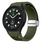 สายรัดนาฬิกาซิลิโคนพร้อมหัวเข็มขัดเงินแม่เหล็กพับได้ Richard สำหรับ Samsung Galaxy Watch FE ขนาด 40 มม., สำหรับ Samsung Galaxy Watch 5 Pro Golf Edition, สำหรับ Samsung Galaxy Watch 5 Golf Edition