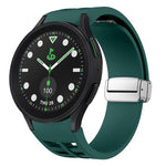 สายรัดนาฬิกาซิลิโคนพร้อมหัวเข็มขัดเงินแม่เหล็กพับได้ Richard สำหรับ Samsung Galaxy Watch FE ขนาด 40 มม., สำหรับ Samsung Galaxy Watch 5 Pro Golf Edition, สำหรับ Samsung Galaxy Watch 5 Golf Edition