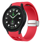 สายรัดนาฬิกาซิลิโคนพร้อมหัวเข็มขัดเงินแม่เหล็กพับได้ Richard สำหรับ Samsung Galaxy Watch FE ขนาด 40 มม., สำหรับ Samsung Galaxy Watch 5 Pro Golf Edition, สำหรับ Samsung Galaxy Watch 5 Golf Edition