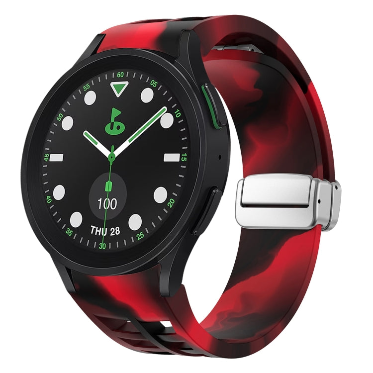 สายรัดนาฬิกาซิลิโคนพร้อมหัวเข็มขัดเงินแม่เหล็กพับได้ Richard สำหรับ Samsung Galaxy Watch FE ขนาด 40 มม., สำหรับ Samsung Galaxy Watch 5 Pro Golf Edition, สำหรับ Samsung Galaxy Watch 5 Golf Edition