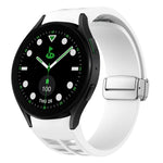 สายรัดนาฬิกาซิลิโคนพร้อมหัวเข็มขัดเงินแม่เหล็กพับได้ Richard สำหรับ Samsung Galaxy Watch FE ขนาด 40 มม., สำหรับ Samsung Galaxy Watch 5 Pro Golf Edition, สำหรับ Samsung Galaxy Watch 5 Golf Edition