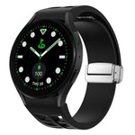 สายรัดนาฬิกาซิลิโคนพร้อมหัวเข็มขัดเงินแม่เหล็กพับได้ Richard สำหรับ Samsung Galaxy Watch FE ขนาด 40 มม., สำหรับ Samsung Galaxy Watch 5 Pro Golf Edition, สำหรับ Samsung Galaxy Watch 5 Golf Edition