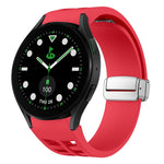 สายรัดนาฬิกาซิลิโคนพร้อมหัวเข็มขัดเงินแม่เหล็กพับได้ Richard สำหรับ Samsung Galaxy Watch FE ขนาด 40 มม., สำหรับ Samsung Galaxy Watch 5 Pro Golf Edition, สำหรับ Samsung Galaxy Watch 5 Golf Edition