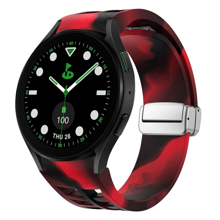 สายรัดนาฬิกาซิลิโคนพร้อมหัวเข็มขัดเงินแม่เหล็กพับได้ Richard สำหรับ Samsung Galaxy Watch FE ขนาด 40 มม., สำหรับ Samsung Galaxy Watch 5 Pro Golf Edition, สำหรับ Samsung Galaxy Watch 5 Golf Edition