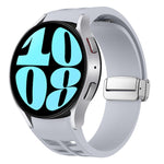 สายรัดนาฬิกาซิลิโคนพร้อมหัวเข็มขัดเงินแม่เหล็กพับได้ Richard สำหรับ Samsung Galaxy Watch 6 ขนาด 40 / 44 มม., สำหรับ Samsung Galaxy Watch 5 ขนาด 40 / 44 มม., สำหรับ Samsung Galaxy Watch 4 ขนาด 40 / 44 มม.