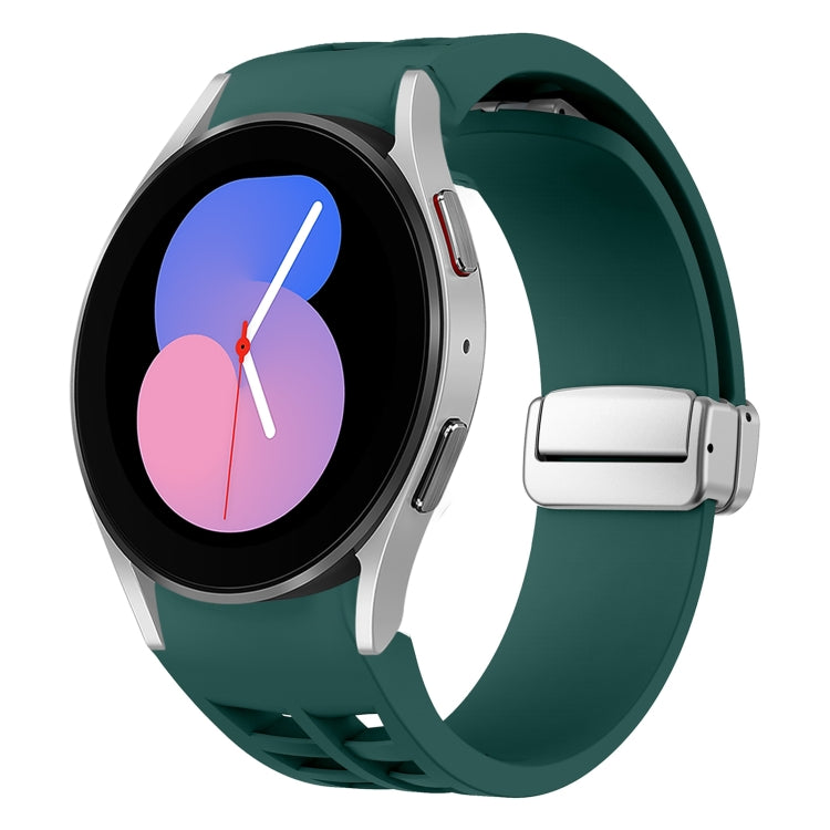 สายรัดนาฬิกาซิลิโคนพร้อมหัวเข็มขัดเงินแม่เหล็กพับได้ Richard สำหรับ Samsung Galaxy Watch 6 ขนาด 40 / 44 มม., สำหรับ Samsung Galaxy Watch 5 ขนาด 40 / 44 มม., สำหรับ Samsung Galaxy Watch 4 ขนาด 40 / 44 มม.