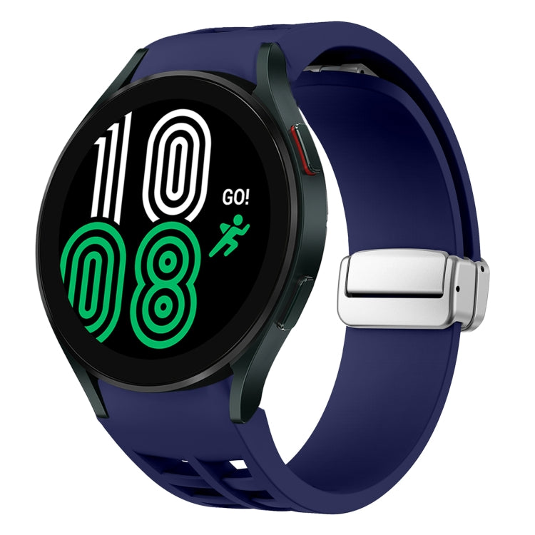 สายรัดนาฬิกาซิลิโคนพร้อมหัวเข็มขัดเงินแม่เหล็กพับได้ Richard สำหรับ Samsung Galaxy Watch 6 ขนาด 40 / 44 มม., สำหรับ Samsung Galaxy Watch 5 ขนาด 40 / 44 มม., สำหรับ Samsung Galaxy Watch 4 ขนาด 40 / 44 มม.