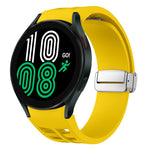 สายรัดนาฬิกาซิลิโคนพร้อมหัวเข็มขัดเงินแม่เหล็กพับได้ Richard สำหรับ Samsung Galaxy Watch 6 ขนาด 40 / 44 มม., สำหรับ Samsung Galaxy Watch 5 ขนาด 40 / 44 มม., สำหรับ Samsung Galaxy Watch 4 ขนาด 40 / 44 มม.