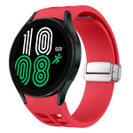 สายรัดนาฬิกาซิลิโคนพร้อมหัวเข็มขัดเงินแม่เหล็กพับได้ Richard สำหรับ Samsung Galaxy Watch 6 ขนาด 40 / 44 มม., สำหรับ Samsung Galaxy Watch 5 ขนาด 40 / 44 มม., สำหรับ Samsung Galaxy Watch 4 ขนาด 40 / 44 มม.