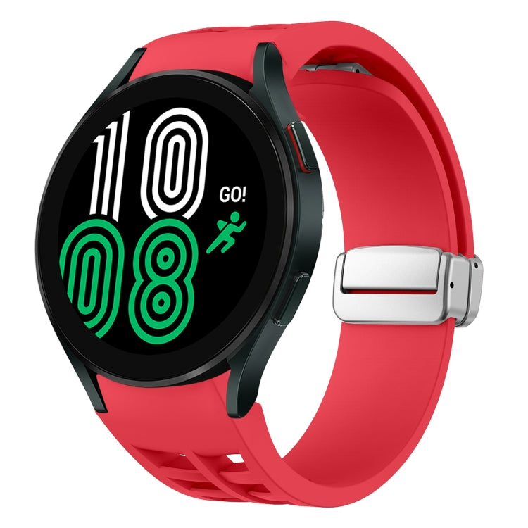 สายรัดนาฬิกาซิลิโคนพร้อมหัวเข็มขัดเงินแม่เหล็กพับได้ Richard สำหรับ Samsung Galaxy Watch 6 ขนาด 40 / 44 มม., สำหรับ Samsung Galaxy Watch 5 ขนาด 40 / 44 มม., สำหรับ Samsung Galaxy Watch 4 ขนาด 40 / 44 มม.