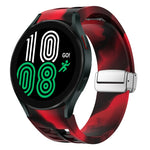 สายรัดนาฬิกาซิลิโคนพร้อมหัวเข็มขัดเงินแม่เหล็กพับได้ Richard สำหรับ Samsung Galaxy Watch 6 ขนาด 40 / 44 มม., สำหรับ Samsung Galaxy Watch 5 ขนาด 40 / 44 มม., สำหรับ Samsung Galaxy Watch 4 ขนาด 40 / 44 มม.
