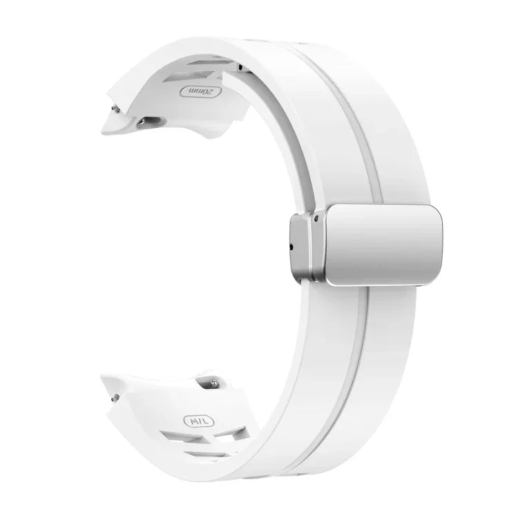 สายรัดนาฬิกาซิลิโคนหัวเข็มขัดพับแม่เหล็ก Richard สีเงิน สำหรับ Samsung Galaxy Watch 4 Classic 42 / 46mm