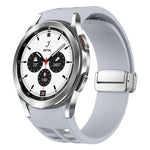 สายรัดนาฬิกาซิลิโคนหัวเข็มขัดพับแม่เหล็ก Richard สีเงิน สำหรับ Samsung Galaxy Watch 4 Classic 42 / 46mm