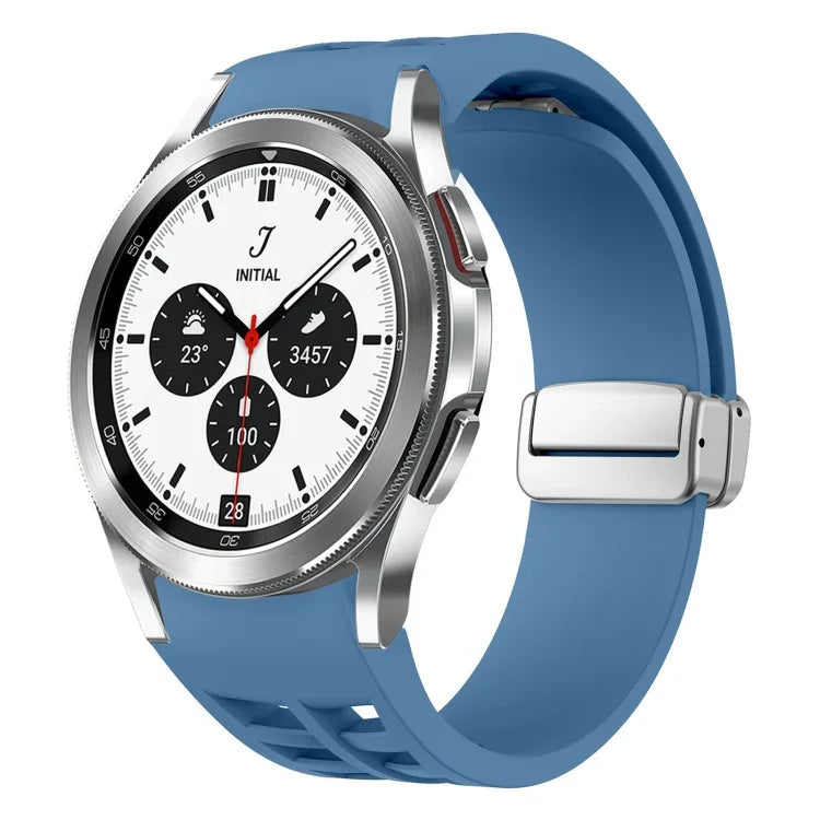 สายรัดนาฬิกาซิลิโคนหัวเข็มขัดพับแม่เหล็ก Richard สีเงิน สำหรับ Samsung Galaxy Watch 4 Classic 42 / 46mm