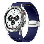 สายรัดนาฬิกาซิลิโคนหัวเข็มขัดพับแม่เหล็ก Richard สีเงิน สำหรับ Samsung Galaxy Watch 4 Classic 42 / 46mm