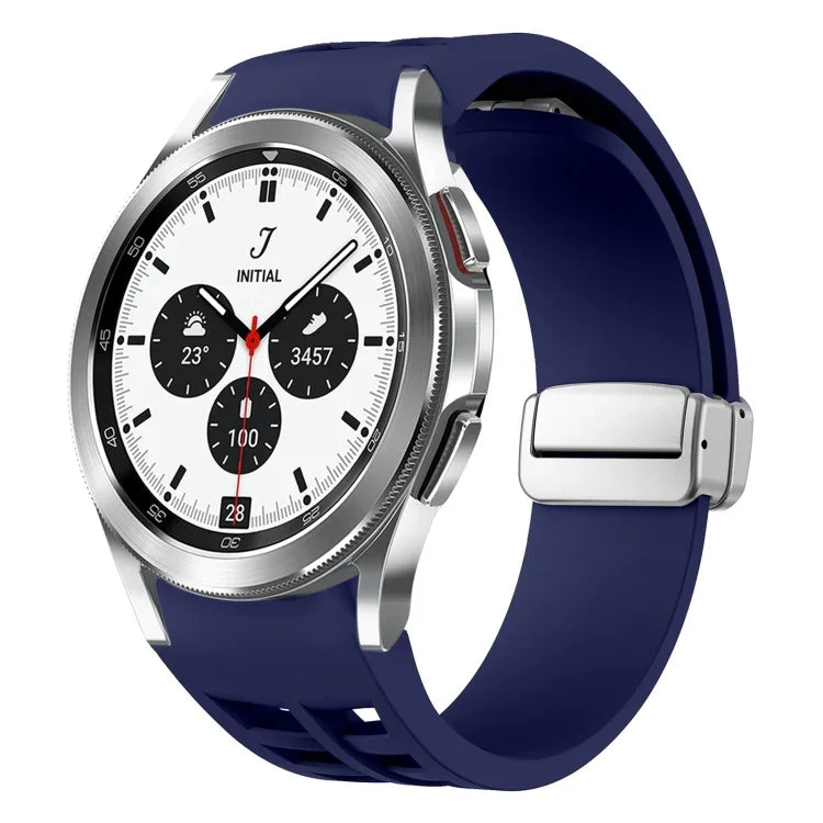 สายรัดนาฬิกาซิลิโคนหัวเข็มขัดพับแม่เหล็ก Richard สีเงิน สำหรับ Samsung Galaxy Watch 4 Classic 42 / 46mm