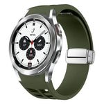 สายรัดนาฬิกาซิลิโคนหัวเข็มขัดพับแม่เหล็ก Richard สีเงิน สำหรับ Samsung Galaxy Watch 4 Classic 42 / 46mm