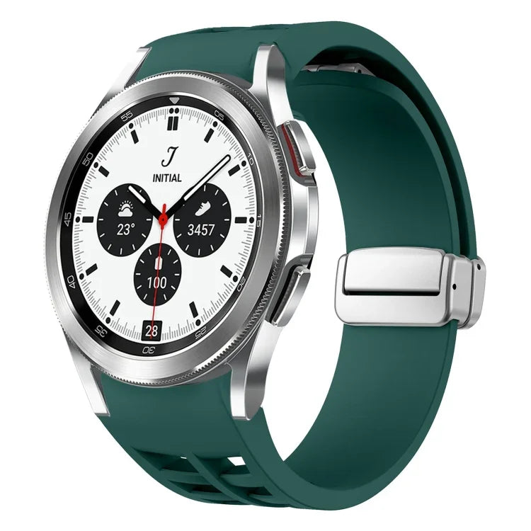 สายรัดนาฬิกาซิลิโคนหัวเข็มขัดพับแม่เหล็ก Richard สีเงิน สำหรับ Samsung Galaxy Watch 4 Classic 42 / 46mm