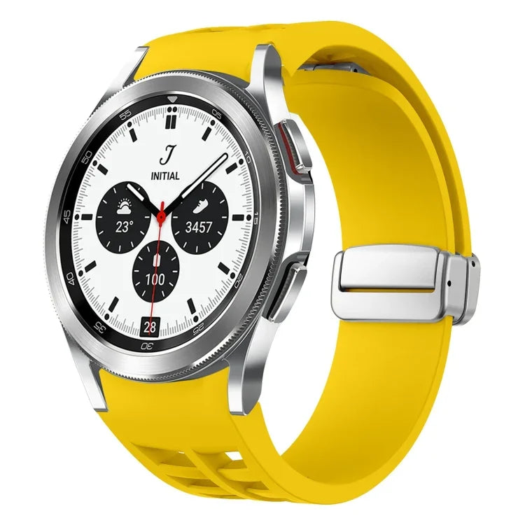 สายรัดนาฬิกาซิลิโคนหัวเข็มขัดพับแม่เหล็ก Richard สีเงิน สำหรับ Samsung Galaxy Watch 4 Classic 42 / 46mm