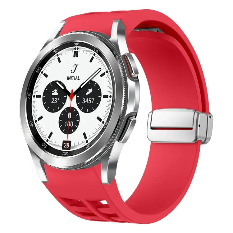 สายรัดนาฬิกาซิลิโคนหัวเข็มขัดพับแม่เหล็ก Richard สีเงิน สำหรับ Samsung Galaxy Watch 4 Classic 42 / 46mm