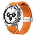 สายรัดนาฬิกาซิลิโคนหัวเข็มขัดพับแม่เหล็ก Richard สีเงิน สำหรับ Samsung Galaxy Watch 4 Classic 42 / 46mm