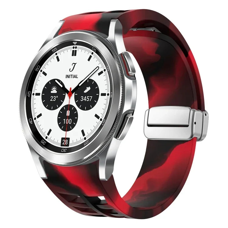 สายรัดนาฬิกาซิลิโคนหัวเข็มขัดพับแม่เหล็ก Richard สีเงิน สำหรับ Samsung Galaxy Watch 4 Classic 42 / 46mm