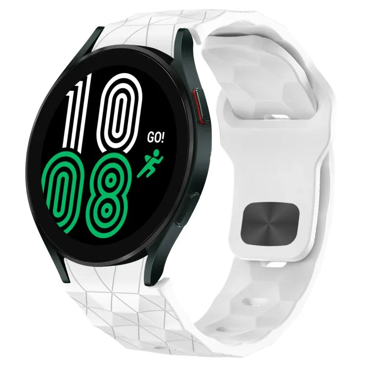 สายซิลิโคนหัวเข็มขัดกลับลายพื้นผิวฟุตบอล สำหรับ Samsung Galaxy Watch 4 44mm, สำหรับ Samsung Galaxy Watch 4 40mm, สำหรับ Samsung Galaxy Watch 4 Classic 46mm, สำหรับ Samsung Galaxy Watch 4 Classic 42mm