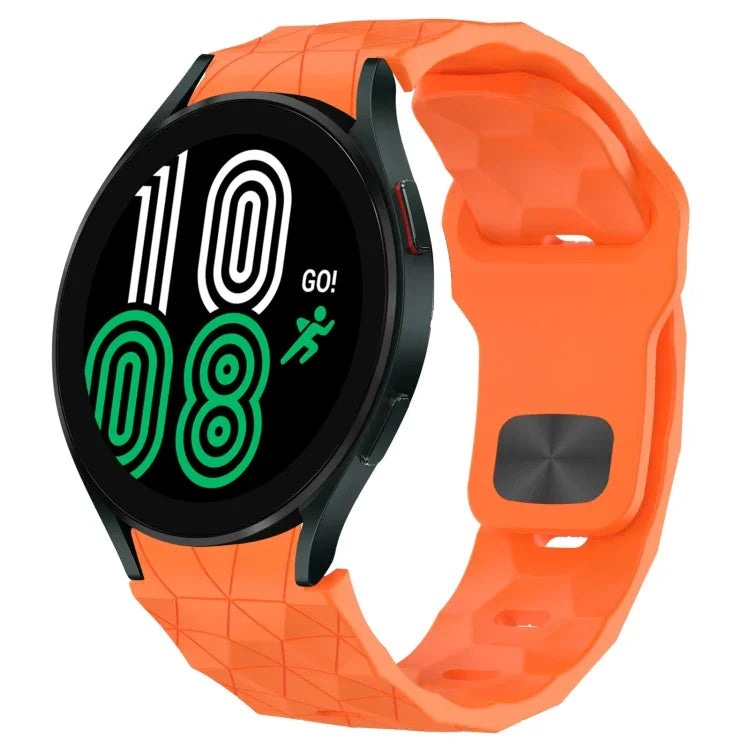 สายซิลิโคนหัวเข็มขัดกลับลายพื้นผิวฟุตบอล สำหรับ Samsung Galaxy Watch 4 44mm, สำหรับ Samsung Galaxy Watch 4 40mm, สำหรับ Samsung Galaxy Watch 4 Classic 46mm, สำหรับ Samsung Galaxy Watch 4 Classic 42mm