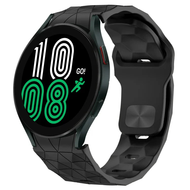 สายซิลิโคนหัวเข็มขัดกลับลายพื้นผิวฟุตบอล สำหรับ Samsung Galaxy Watch 4 44mm, สำหรับ Samsung Galaxy Watch 4 40mm, สำหรับ Samsung Galaxy Watch 4 Classic 46mm, สำหรับ Samsung Galaxy Watch 4 Classic 42mm